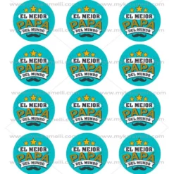 Juego de 12 Impresiones en Papel de Azúcar Día del Padre Modelo A 6 cm