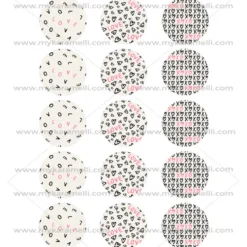 Juego de 15 Impresiones en Papel de Azúcar San Valentín Modelo B 5 cm