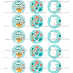 Juego de 15 Impresiones en Papel de Azúcar Pascua Modelo B 5 cm
