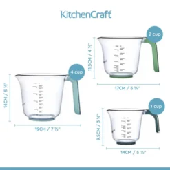 Juego de 3 Jarras Medidoras Apilables - Kitchen Craft