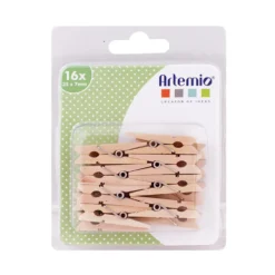 Juego de 16 Mini Pinzas de Madera
