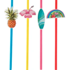 Juego de 8 Pajitas de Papel Fiesta Aloha