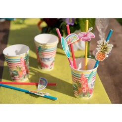 Juego de 8 Pajitas de Papel Fiesta Aloha