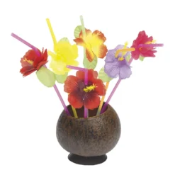 Juego de 12 Pajitas Flores Hawaianas