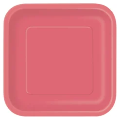 Juego de 16 Platos Cuadrados Rojos 17 cm