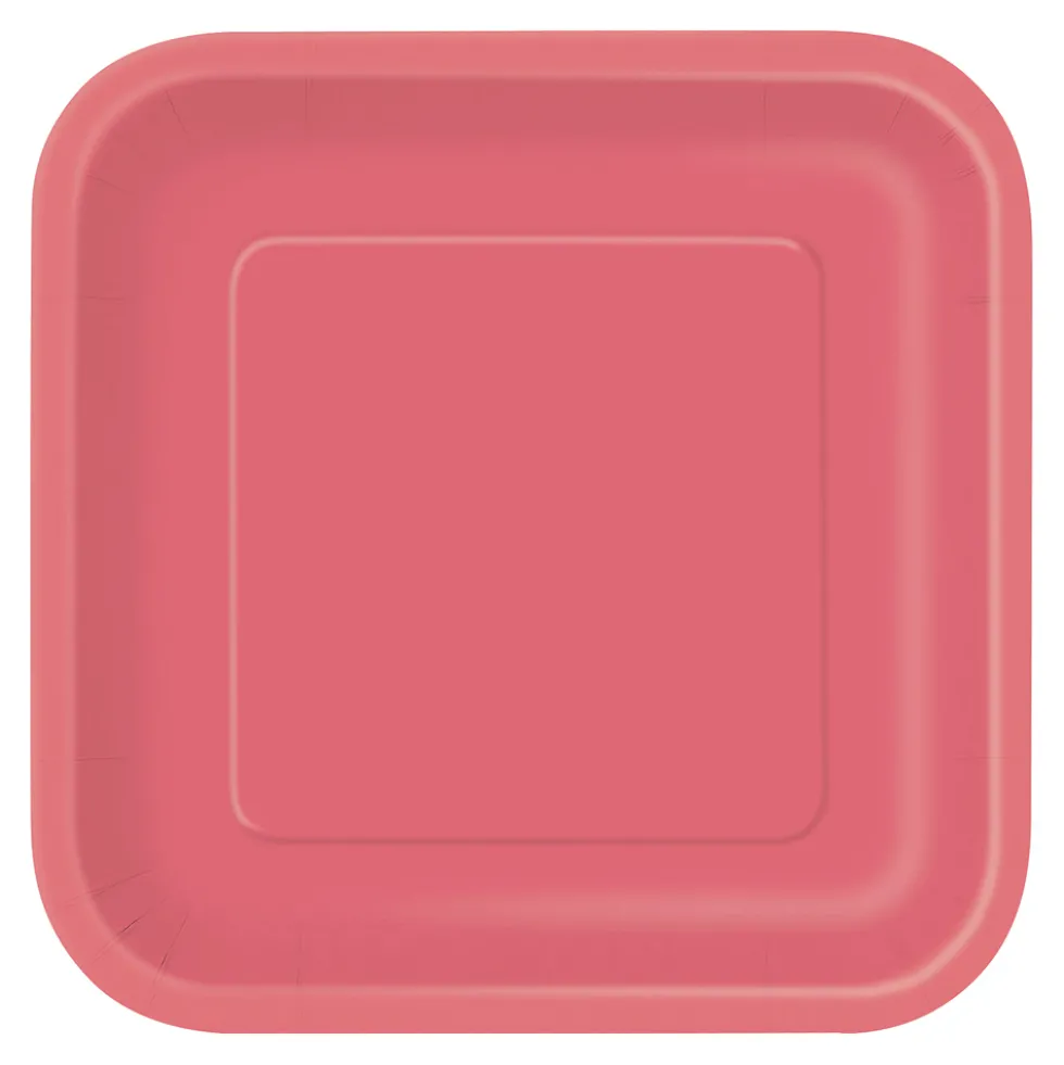 Juego de 16 Platos Cuadrados Rojos 17 cm