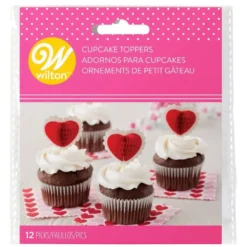 Juego de 12 toppers Nido de Abeja Corazón