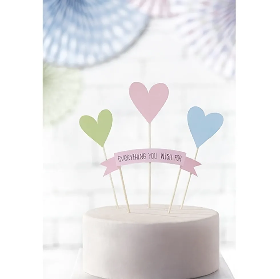 Juego de 4 Toppers para Tarta Corazones