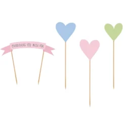 Juego de 4 Toppers para Tarta Corazones