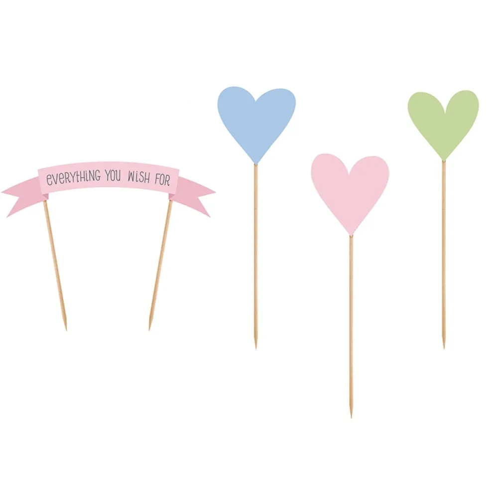 Juego de 4 Toppers para Tarta Corazones