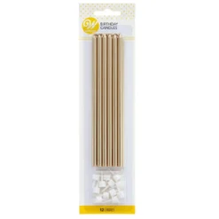 Juego de 12 Velas Largas Doradas