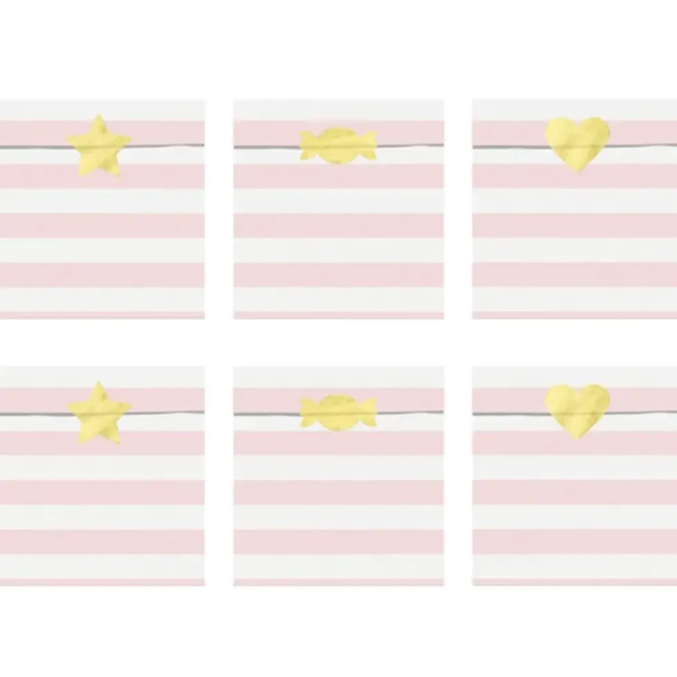 Juego de 6 bolsas para Fiestas Rosas y Blancas - Partydeco