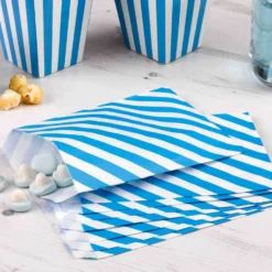 Juego de 25 Bolsas Party Rayas Azul Celeste