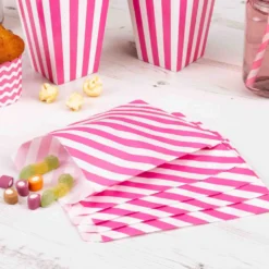 Juego de 25 Bolsas Party Rayas Fucsia
