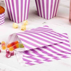Juego de 25 Bolsas Party Rayas Lilas