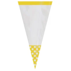 Juego de 10 Conos para Dulces Amarillos y Blancos
