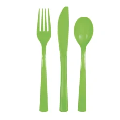 Juego de 18 Cubiertos de Plástico Verde Lima