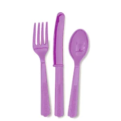 Juego de 18 Cubiertos de Plástico Lilas