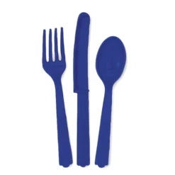 Juego de 18 cubiertos de plástico Azul Marino