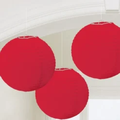 Juego de 3 Farolillos Rojos 24 cm