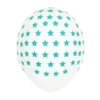 Juego de 5 globos blancos con estrellas azul turquesa
