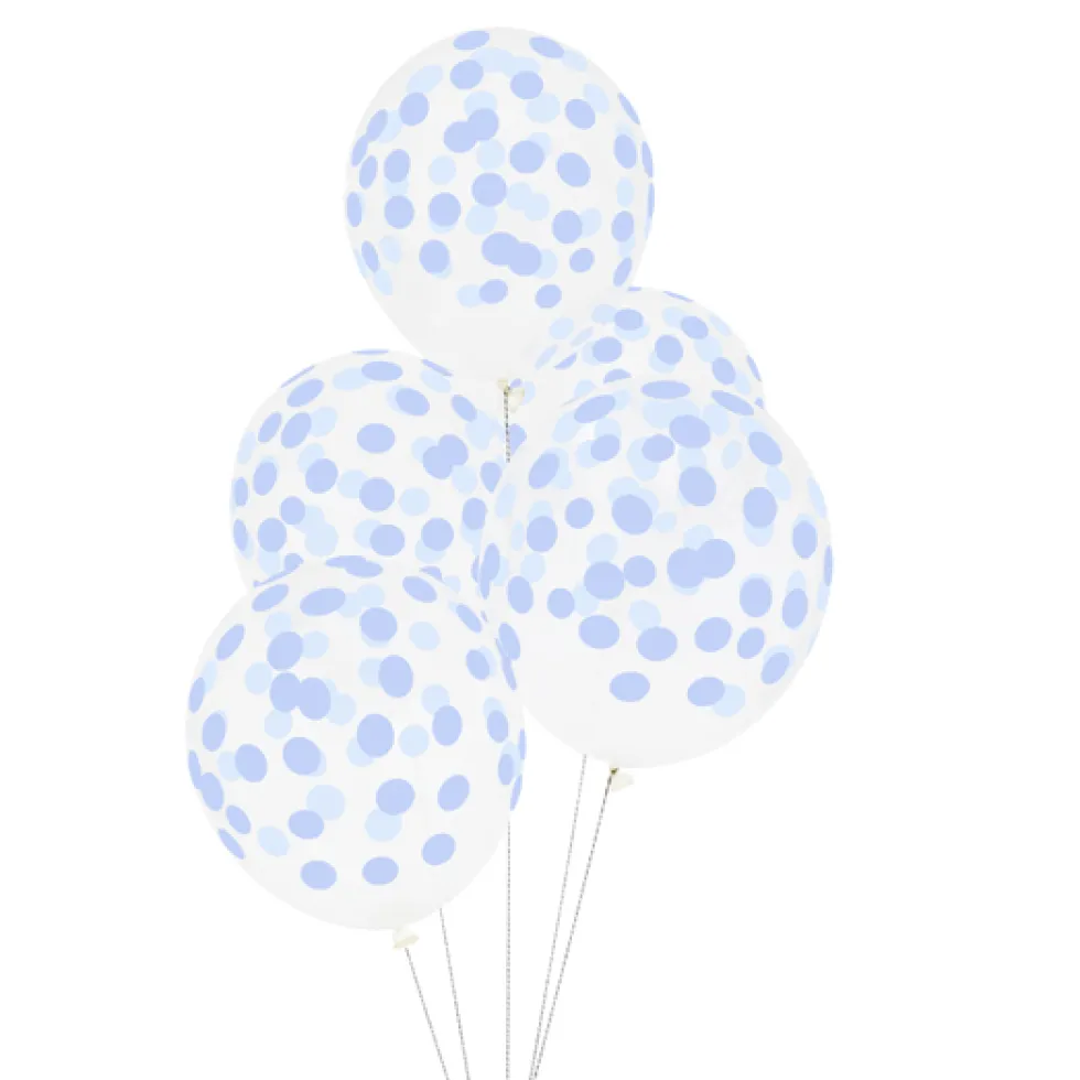 Juego de 5 globos Confeti azul pastel