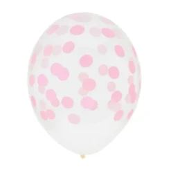 Juego de 5 Globos Transparentes con Lunares Rosas