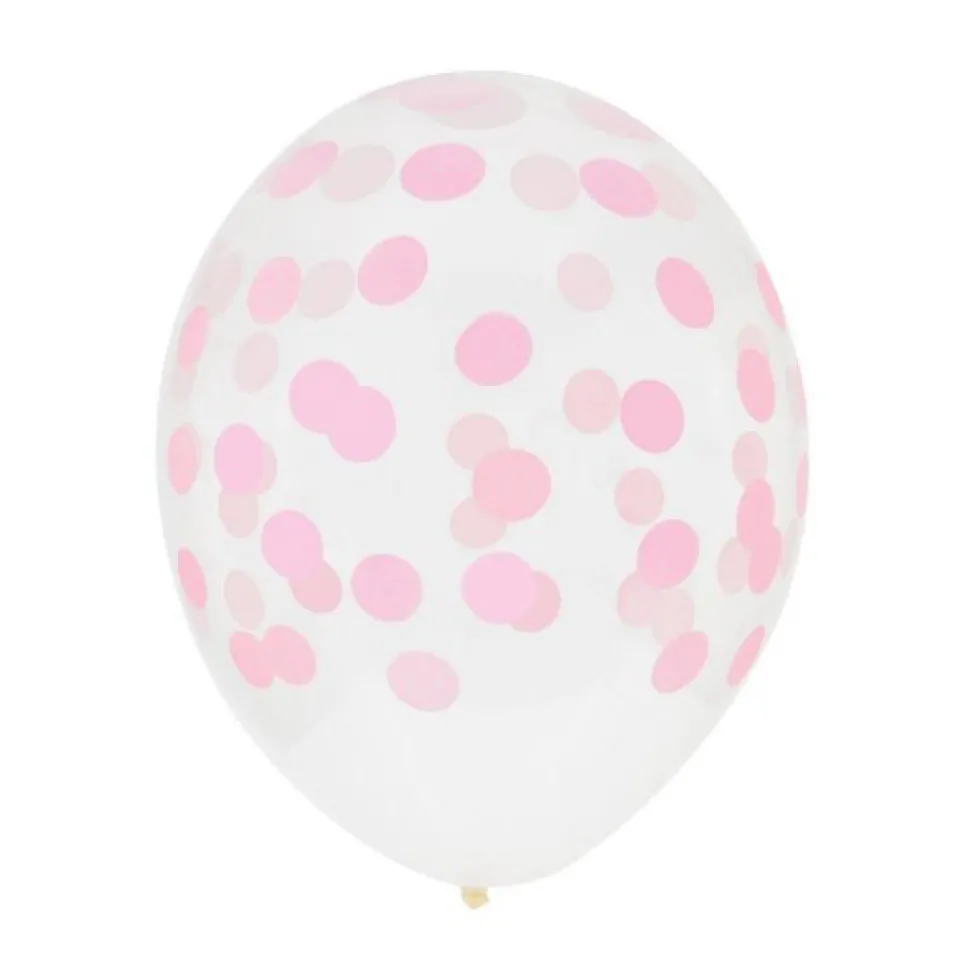 Juego de 5 Globos Transparentes con Lunares Rosas