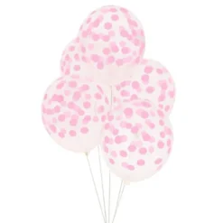 Juego de 5 Globos Transparentes con Lunares Rosas