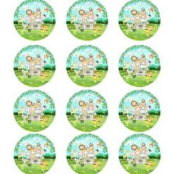 Juego de 12 Impresiones de 6 cm en Papel Comestible Animales de la Selva