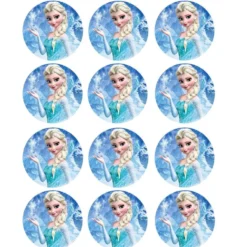 Juego de 12 impresiones Elsa en papel de azúcar