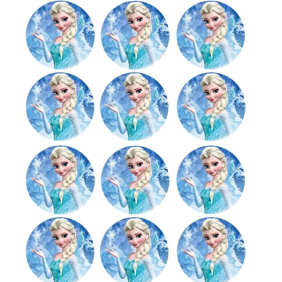 Juego de 12 impresiones Elsa en papel de azúcar