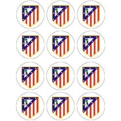 Juego de 12 Impresiones en Papel de Azúcar Atlético de Madrid