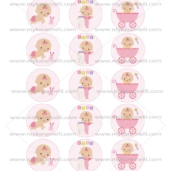 Juego de 15 Impresiones en Papel de Azúcar Baby Girl Modelo B 5 cm