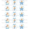Juego de 15 Impresiones en Papel de Azúcar Baby Boy Modelo B 5 cm