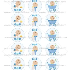 Juego de 15 Impresiones en Papel de Azúcar Baby Boy Modelo B 5 cm