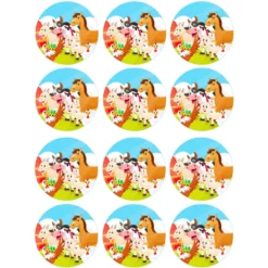 Juego de 12 Impresiones en Papel de Azúcar Animales de la Granja