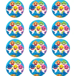 Juego de 12 Impresiones en Papel Comestible Baby Shark 6 cm