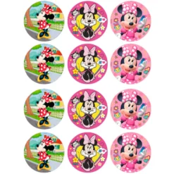 Juego de 12 Impresiones en Papel de Azúcar Minnie Mouse