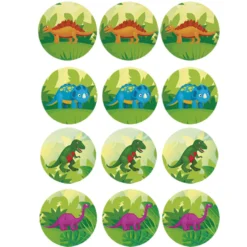 Juego de 12 Impresiones en Papel de Azúcar Dinosaurios