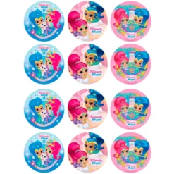 Juego de 12 Impresiones en Papel de Azúcar Shimmer & Shine