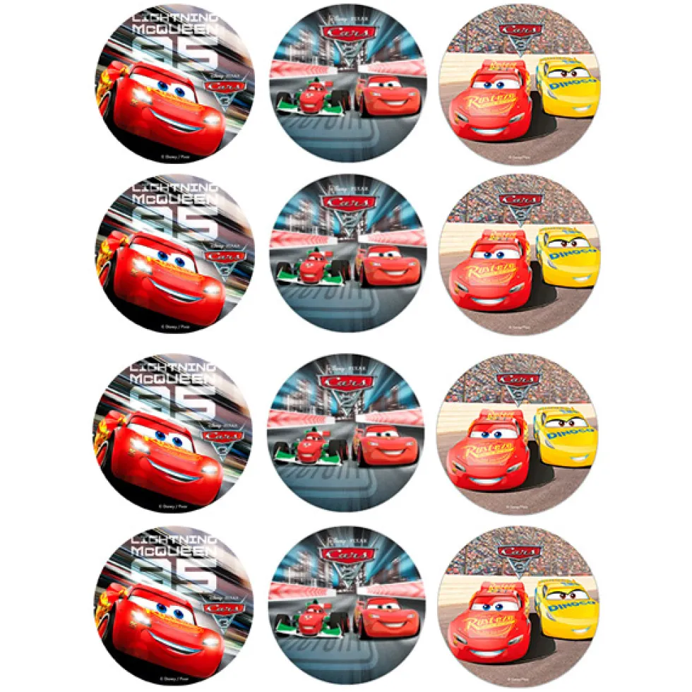 Juego de 12 Impresiones en Papel de Azúcar Cars