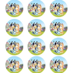 Juego de 12 Impresiones en Papel Comestible Bluey 6 cm