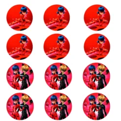 Juego de 12 Impresiones en Papel de Azúcar Ladybug