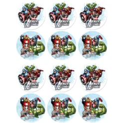 Juego de 12 Impresiones en Papel de Azúcar Los Vengadores