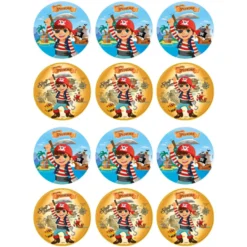 Juego de 12 Impresiones en Papel de Azúcar Piratas