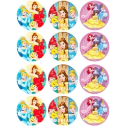 Juego de 12 Impresiones en Papel de Azúcar Princesas
