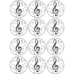 Juego de 12 Impresiones en Papel de Azúcar Notas Musicales