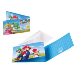 Juego de 8 Invitaciones Super Mario