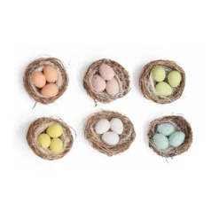Juego de 6 Nidos con Huevitos de Colores 6 cm